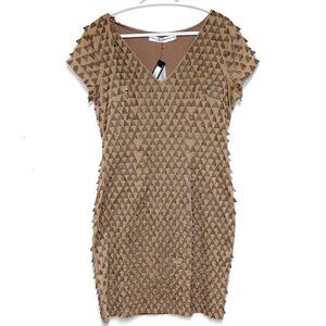 NWT Blank London Anthropologie Handmade Silk Leather Bodycon Dress Sz L $400